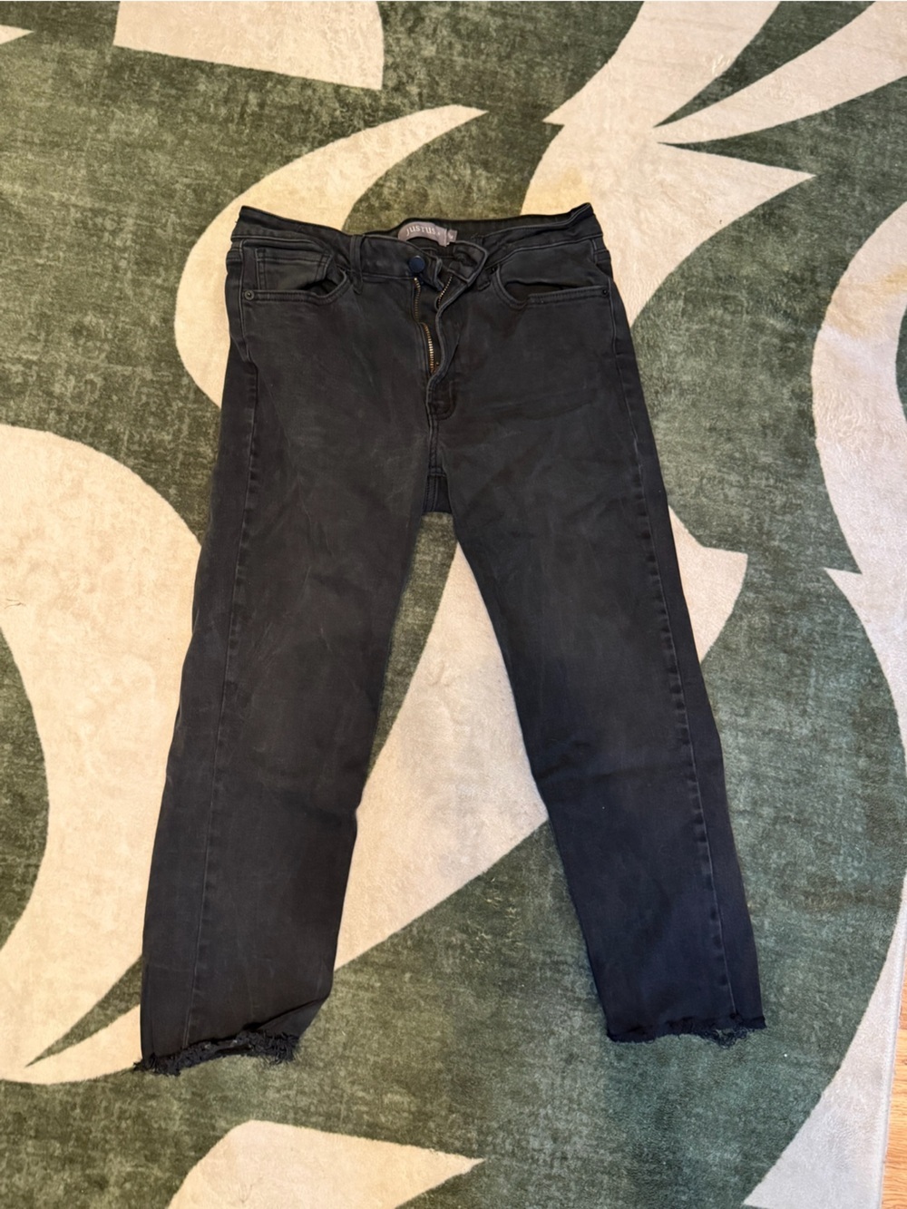 Just USA Black Skinny Jeans with Raw Hem